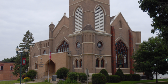 Corner view of the church building